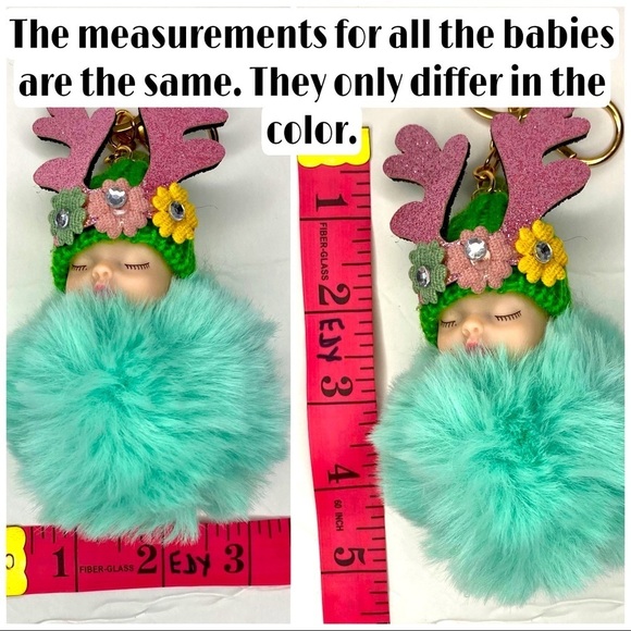 SLEEPY BABY BIG POMPON IN ROYAL BLUE CHARM KEYCHAIN - Picture 5 of 5